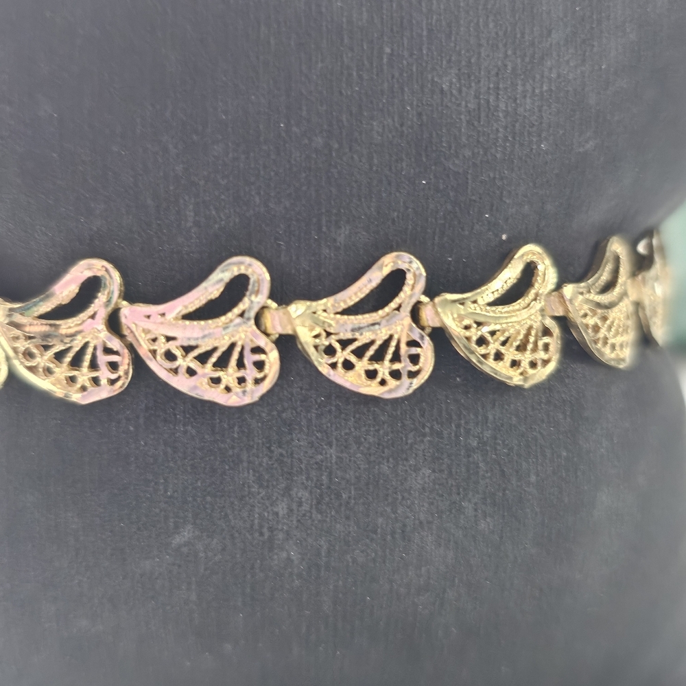 Elegant 14K Solid Yellow Gold Heart Filagree  Bracelet 7"